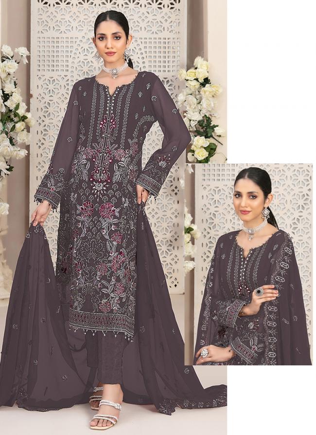 Faux Georgette Brown Festival Wear Embroidery Work Pakistani Suit